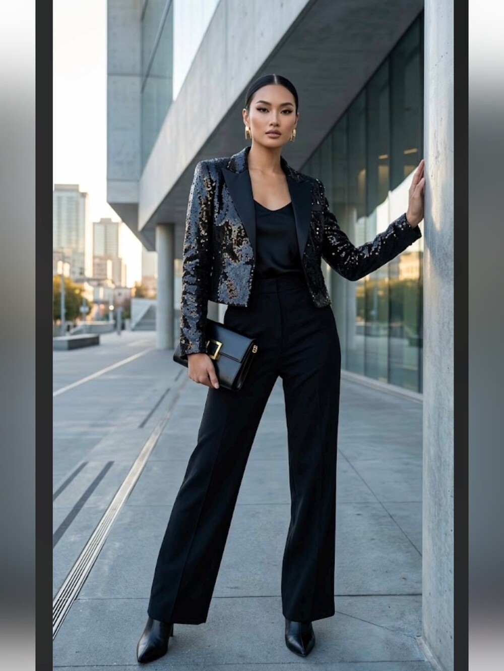 NWT Fashion Nova Black Sequin Blazer Woman's Sz S.